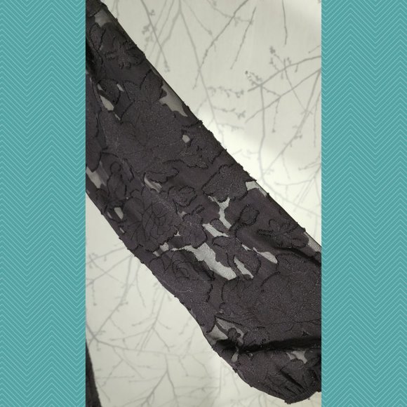 Sun & Shadow Dark Purple Sheer Jacquard Overlay Midi Peplum Dress - Picture 3 of 6